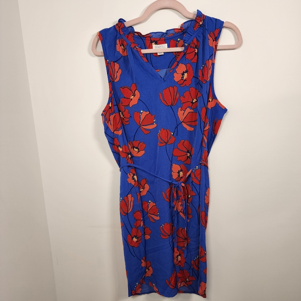 Med Petite Market & Spruce Blue and Red Floral Mini Dress, Stitch Fix